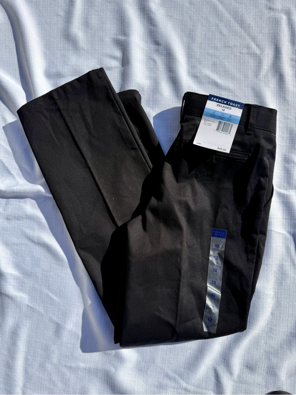 French Toast Kids Black Dress Pants School Uniform - Relaxed Fit Size 12 NWT